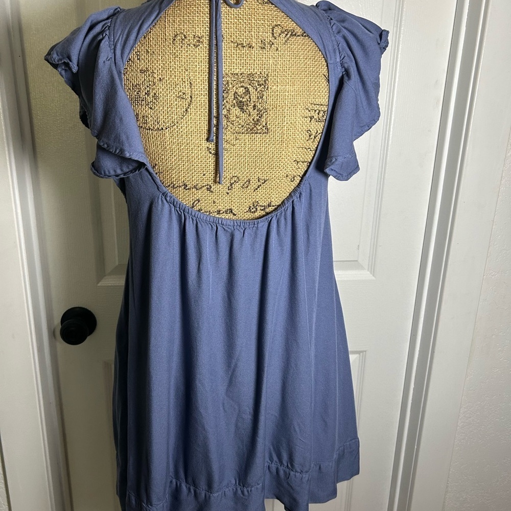 Chic Ruffle Sleeve Mini Dress in Blue - Picture 5 of 6